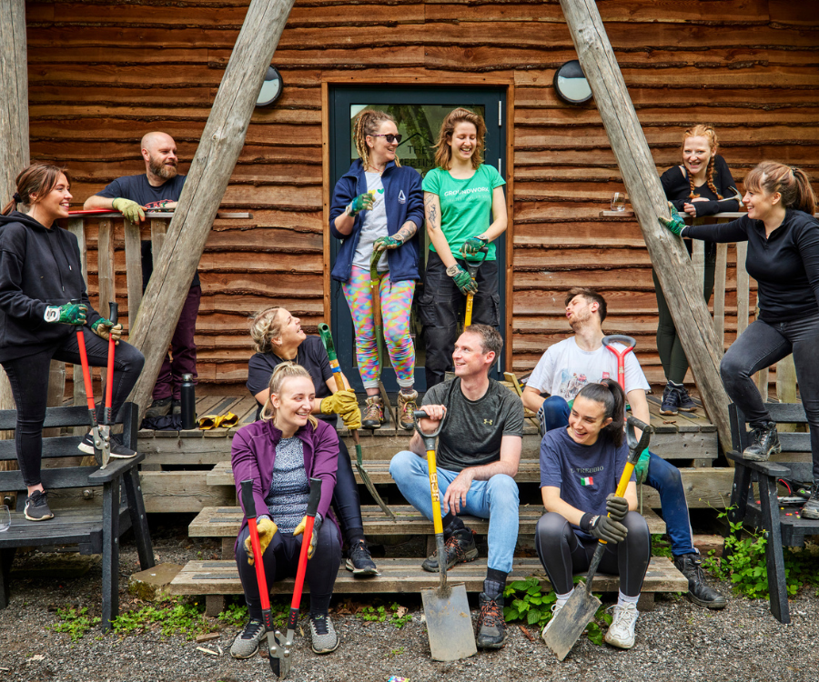 A team of people outside in nature 